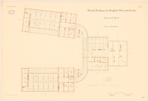 Ein detaillierter Grundrissplan der Universität Bayern, der mehrere Räume und umfassende Layout-Informationen zeigt.