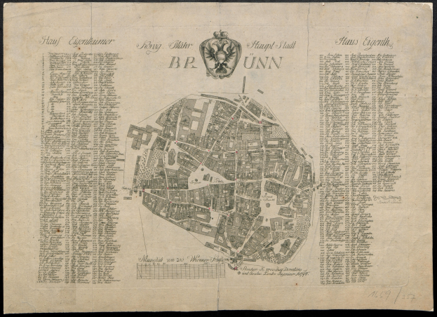 Detailiertes altes Stadtplan von Berlin, Deutschland, mit Straßen, Gebäuden und Sehenswürdigkeiten auf einem schwarzen Hintergrund, begleitet von Textbeschriftungen.