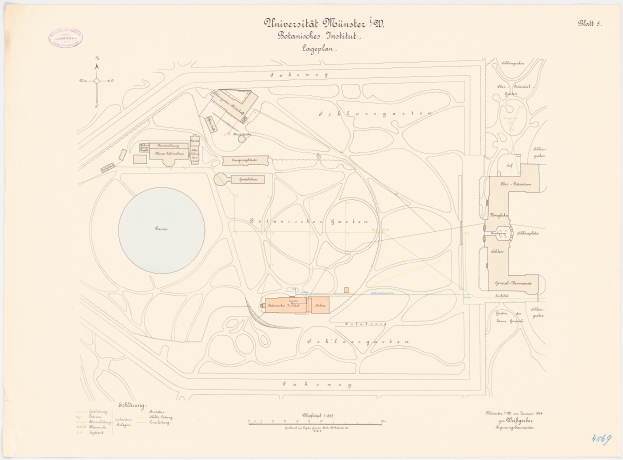 Eine detaillierte Karte von Berlin, Deutschland, zentriert auf der Universität Münster, zeigt ihre Gebäude, Straßen und Annehmlichkeiten mit informativen Texten.