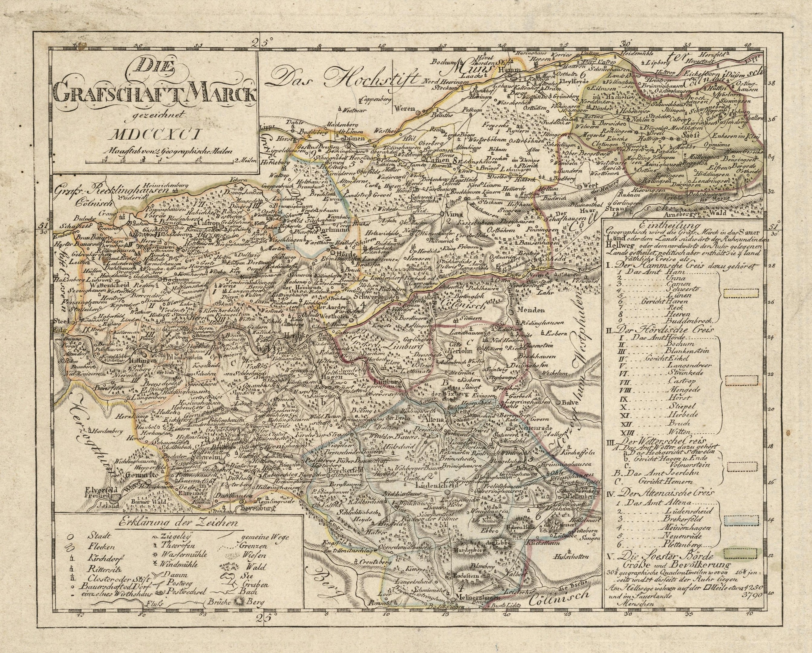 Ein detailliertes altes Stadtplan von München, Deutschland, mit Straßen, Parks und Sehenswürdigkeiten, in Blau-, Grün- und Gelbtönen und einem verzierten Rand.
