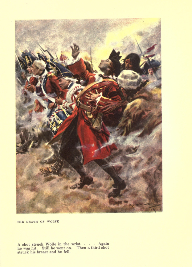 Ein Plakat mit der Aufschrift "Der Tod von Wolfe", das eine Gruppe betroffener Menschen in gedämpften Farben zeigt, einige schauen ängstlich nach oben, andere traurig nach unten.