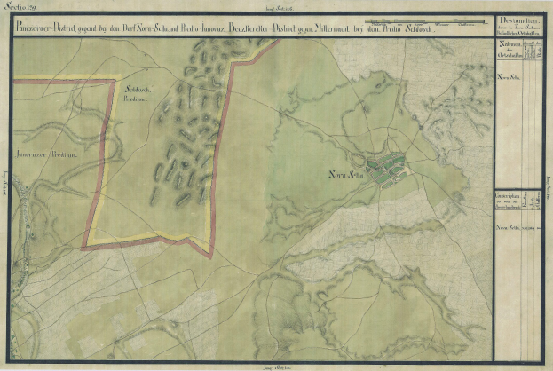 Ein detaillierter Lageplan der Schlacht von Nürnberg, Deutschland, der geografische Merkmale wie Berge, Flüsse und Städte zeigt, mit Text oben und unten.