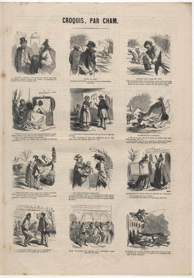 Ein altes Buch mit verschiedenen Bildern von Menschen verschiedenen Alters, Geschlechts und Ethnien, begleitet von beschreibendem Text.